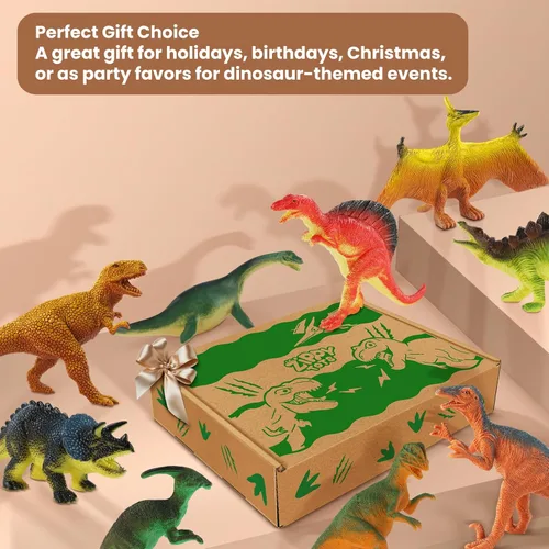 Miniatura 6 de Zippytots Juguetes de Dinosaurio para Niños de 3 a 5, Juego de 10 Piezas de Figuras de Dinosaurio de Plástico Realistas Incluyendo T-Rex