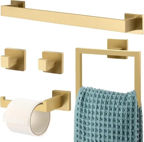 Miniatura 14 de Gisafai Juego de 10 Piezas de Accesorios de Ferretería para Baño de 23.6 Pulgadas, Kit de Barra para Toallas de Baño de Acero Inoxidable, Juego