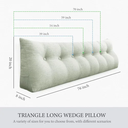 Miniatura 3 de Almohada de Cabecero de Cuña Tamaño Queen Grande Almohada de Bolster para Cama Triángulo Almohada de Lectura Almohada de Apoyo de Espalda