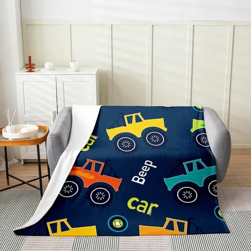 Miniatura 13 de Feelyou Coche de dibujos animados para niños, manta de franela de forro polar para construcción, manta mullida para decoración de camiones, cama