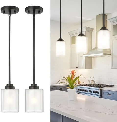 Miniatura 16 de TENGXIN Lámpara Colgante Moderna para Isla de Cocina, Accesorio de Lámpara de Techo Colgante de Oro Cepillado, Iluminación Colgante de Estilo Granja