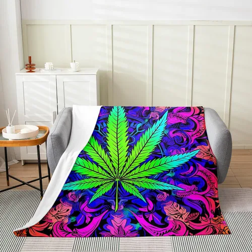 Miniatura 2 de Erosebridal Manta de hojas para niños, niñas y hombres, manta de forro polar colorida, manta de cama de hojas de mandala bohemio, 30 x 40 pulgadas
