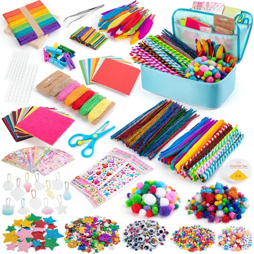 Sundaymot Suministros de artes y manualidades para niños, más de 2000 piezas de kits de manualidades, de 6 a 10 años, programas educativos de arte