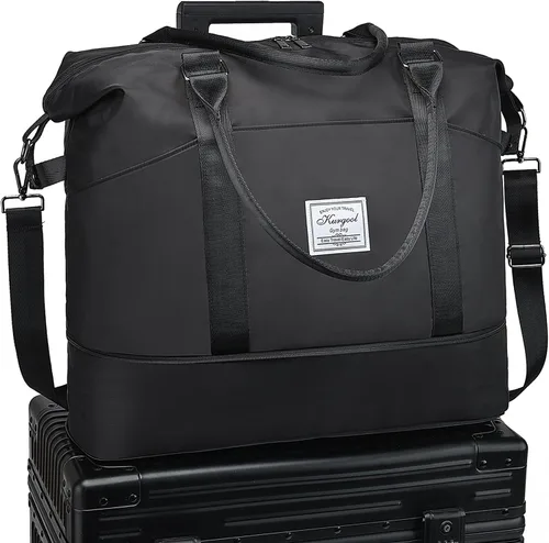 Miniatura 47 de Bolsa de gimnasio con bolsillo húmedo, bolsa de viaje plegable para mujer, bolsa de viaje impermeable para viajes, gimnasio, yoga