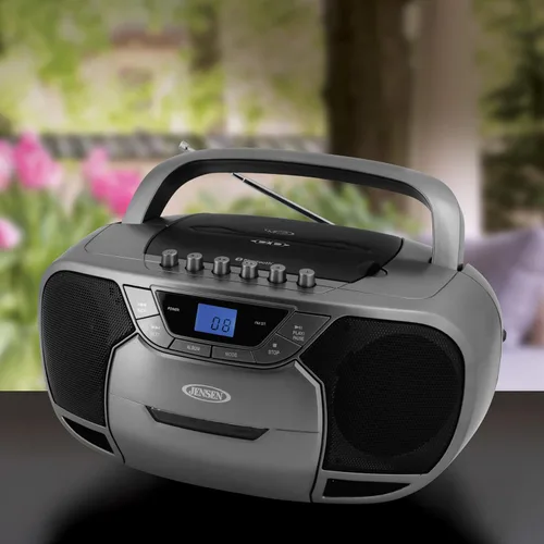 Miniatura 5 de JENSEN CD-590-GR CD-590 1 vatios estéreo portátil CD y reproductor de cassette/grabadora con radio AM/FM y Bluetooth (gris)