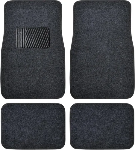Miniatura 15 de Juego premium de 4 piezas de alfombrillas de suelo de coche con almohadilla de seguridad de vinilo para coche, camión, SUV, cupé sedán, negro Carbón
