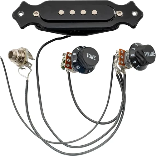 Miniatura 5 de Musiclily Arnés de cableado pre-cableado negro de la recogida de la bobina del agujero de sonido sola para la guitarra de 4 cuerdas
