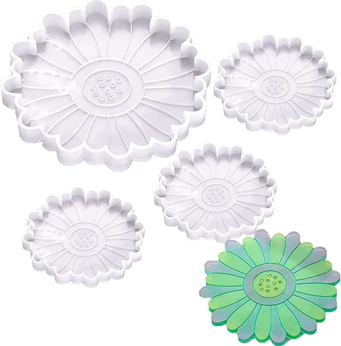 Miniatura 10 de Vilihkc 4 moldes de resina de silicona de margaritas para bandeja de resina epoxi para bricolaje de resina para decoración del hogar (1 medio 3S)