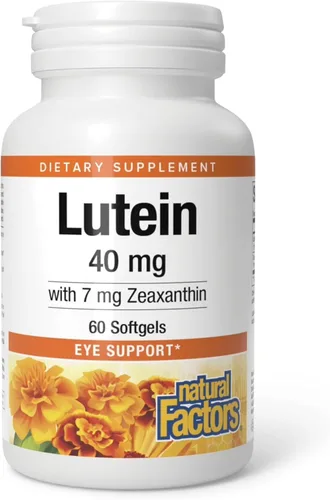 Natural Factors, Luteína 40 mg, soporte antioxidante para ojos y piel sanos con zeaxantina, 60 cápsulas blandas