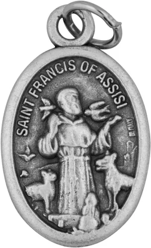 Venerare Medalla tradicional católica de San Francisco (medalla de mascota de San Francisco, óvalo), Metal