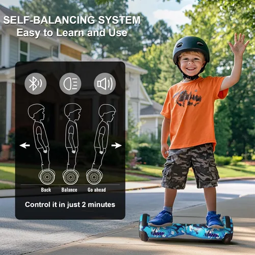 Miniatura 3 de Kids Scooter with Bluetooth Speaker & Corlorful LED Lights, Dual 250W Motor 7.5 Mph Speed, Gifts for All Ages Blanco