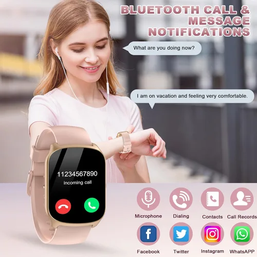 STECEi Reloj inteligente para hombre, reloj inteligente con pantalla curva HD de 1.95 pulgadas, color rosa