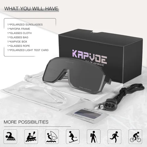 Miniatura 6 de KAPVOE Gafas de sol polarizadas para ciclismo, deportes, UV400, para correr, pesca, béisbol, para hombres y mujeres, K62