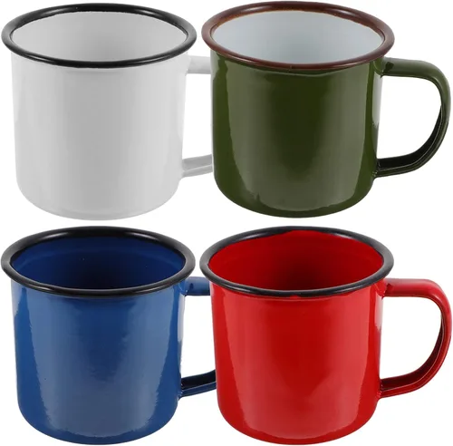 Hemoton Juego de 4 tazas de té y café para uso doméstico, oficina, fiesta o camping, tazas de colores surtidos de metal