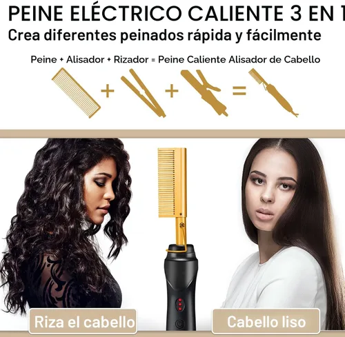 Miniatura 4 de NICEMOVIC Peine Alisador de Cabello con Calentamiento Cerámico - Cepillo de Prensado Caliente para Cabello Natural Negro, Barbas Postizas y Rizado 1