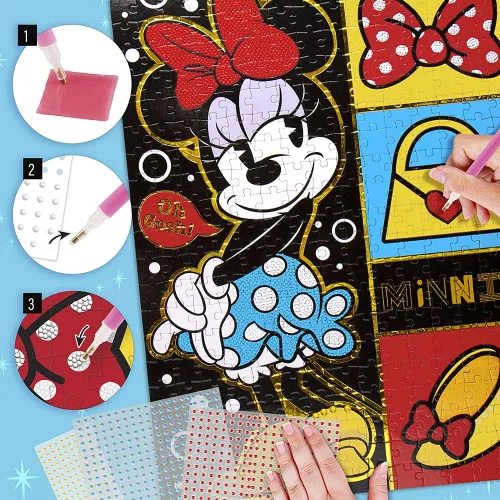 Miniatura 6 de Fashion Angels Disney Minnie Mouse Crystalize It! Kit de rompecabezas de bricolaje codificado por colores con más de 2000 gemas de diamante
