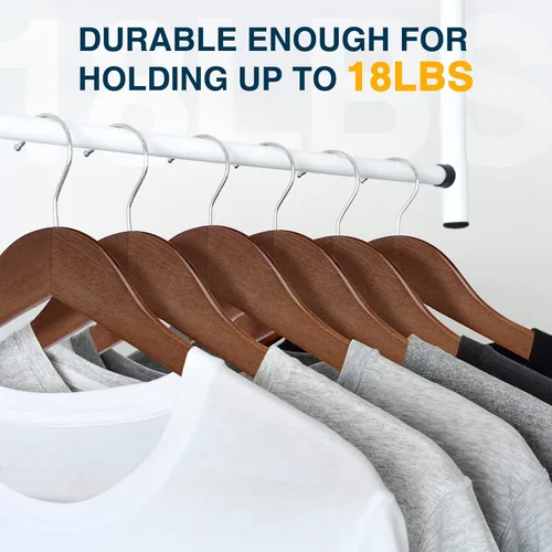 Miniatura 4 de Paquete de 30 perchas de camisa de madera, ideales para la lavandería y uso diario, resistentes, de nogal
