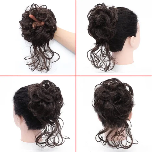 Miniatura 2 de KETHBE Extension de Cabello con Moño Desordenado para Mujer, Banda Elástica para Peinados Rizados, Extensiones de Cabello para Moños, Scrunchie