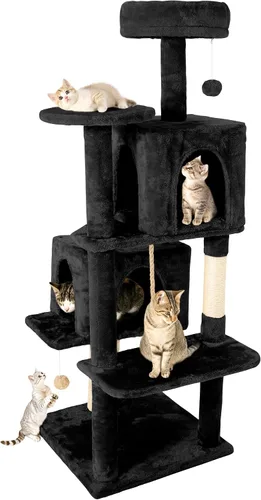 Miniatura 15 de Torre de árbol para gatos de varios niveles de 54 pulgadas con hamaca, condominios y postes rascadores, muebles grandes para gatos