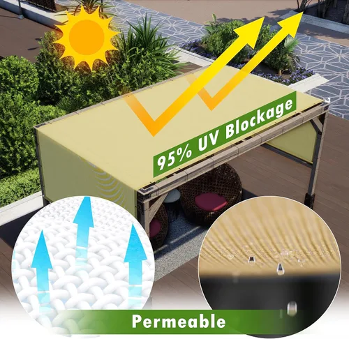 Miniatura 2 de ColourTree Cubierta de Repuesto para Toldo de Sombra de Pérgola Marrón, 8 pies de ancho x 16 pies de largo, Tela de Grado Comercial de 260 GSM