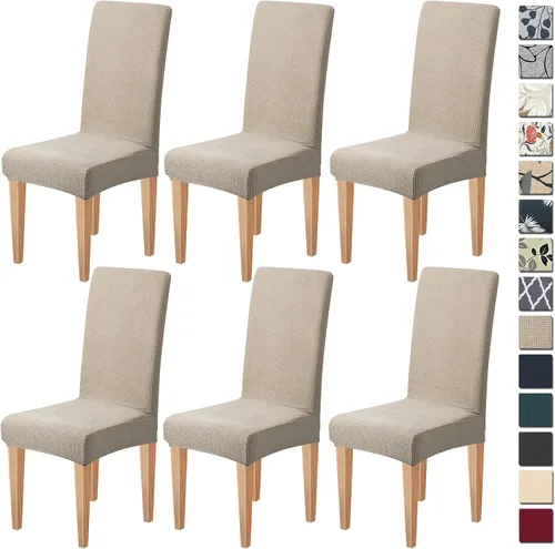 Miniatura 31 de Dioxide Fundas de Silla de Alto Estirar para Sillas de Comedor, Juego de Fundas de Silla de Comedor Lavables de 4, Fundas de Asiento de Silla
