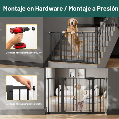 Miniatura 7 de Cumbor - Puerta de bebé extra ancha de 75.4 cm–130.8 cm para escaleras, puertas para perros montadas a presión para puertas y pasillos, autocierre