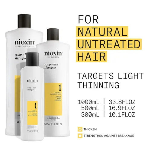 Miniatura 3 de Nioxin Sistema de engrosamiento del cuero cabelludo + cabello, 1 champú, para cabello natural o sin tratar con ligero adelgazamiento