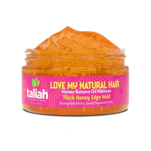 Taliah Waajid Love My Natural Hair - Fijación gruesa de 8 onzas, control de bordes de sujeción extra con miel, no se descama, hidratante, sujeción