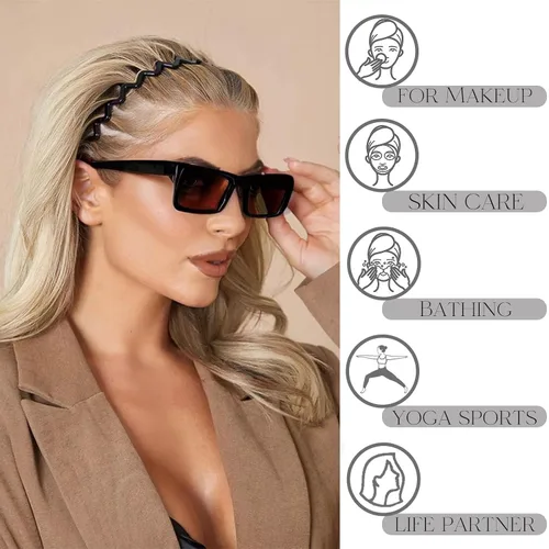 Miniatura 4 de 6 PCS Diademas en Zig Zag de Plástico Onduladas para el Cabello con Peine de Dientes, Accesorios de Aro para Mujeres, Hombres y Niñas, Negro Clásico