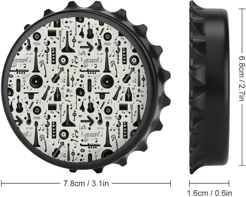 Miniatura 6 de Abrebotellas magnético de cerveza, diseño vintage negro, portátil, con una sola mano, pequeño abrebotellas magnético para nevera con camarero y al
