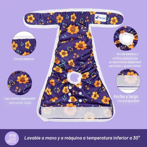 Miniatura 7 de Pet Soft Pañales lavables para mujer (paquete de 3) – Pañales para perras, cómodos pañales reutilizables para perritas para perras en periodo