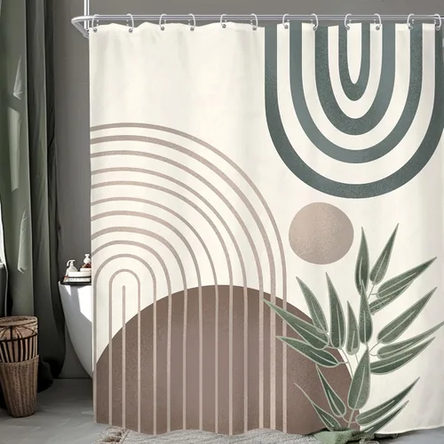 Miniatura 7 de KOMLLEX Cortina de ducha abstracta bohemia para decoración de baño, 60 pulgadas de ancho x 72 pulgadas de alto, cortina de ducha verde, hojas