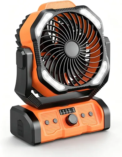 Miniatura 9 de Ventilador recargable portátil, 20000 mAh, inalámbrico, alimentado por batería, ventiladores de tienda de campaña con linterna SOS y LED, pequeños
