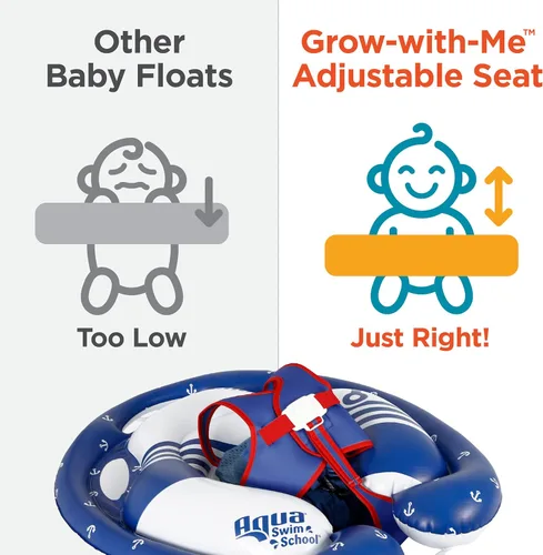 Miniatura 4 de SwimSchool Freestyle - Flotador de piscina para bebé con múltiples posiciones, asiento de seguridad ajustable, natación libre, doble cámara de aire