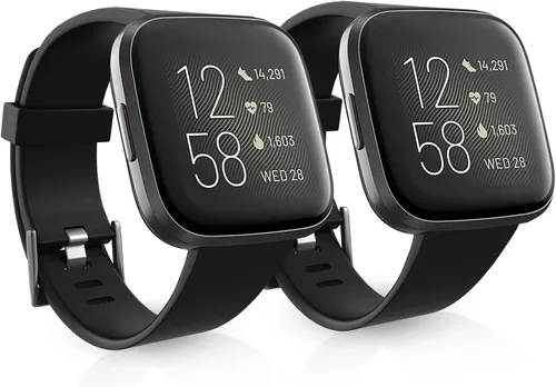Miniatura 8 de Paquete de 2 bandas elásticas compatibles con Fitbit Versa 2 para mujeres y hombres, correa de repuesto de nailon suave ajustable transpirable