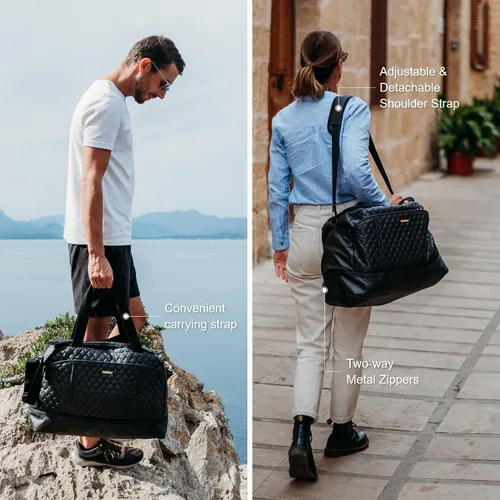 Miniatura 6 de EVERFUN Bolsa de gimnasio para hombres y mujeres, bolsa de lona con compartimento para zapatos y bolsillo húmedo para viajes, deportes, boxeo