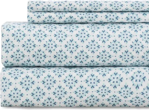 Miniatura 10 de KACEMOO Juego de sábanas California King de 4 piezas, sábanas con estampado floral, diseño bohemio, sábanas refrescantes de microfibra cepillada