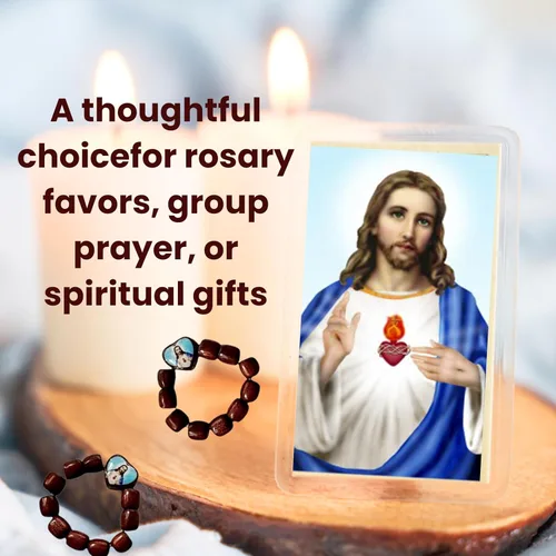 Miniatura 9 de Catholica Shop Anillo elástico de rosario de dedo católico, cuentas de oración de madera de cerezo – Paquete de 6 unidades – Hecho en Brasil