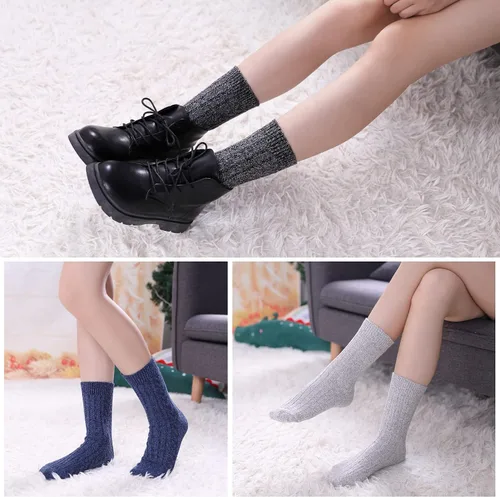 Miniatura 2 de MQELONG Womens 5 Pairs Soft Thick Comfort Casual Cotton Warm Wool Crew Winter Socks