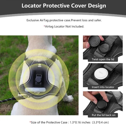 Miniatura 2 de Arnés mejorado para perro con soporte AirTag, chaleco ajustable a prueba de escapes para perros grandes al aire libre, chaqueta suave y transpirable