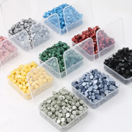 Miniatura 3 de Juego de 300 cuentas de cera de sellado de oro rosa para sello de cera con velas y cuchara de fusión, perfecto para tarjetas de Navidad, sobres