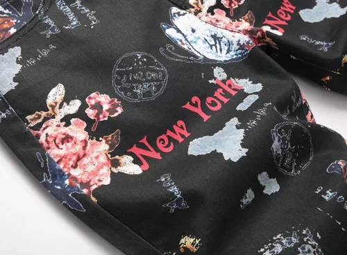 Miniatura 134 de Baylvn - Pantalones de mezclilla entallados y estampados para hombre con corte recto