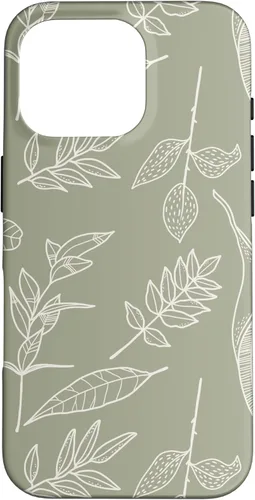 Miniatura 20 de Funda verde salvia para iPhone 13 Pro Max con diseño de hojas botánicas