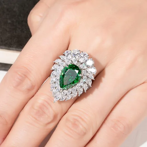 Miniatura 6 de 4CT-7CT Cubic Zirconia Cocktail Rings Pear CutHeart CutRadiant Cut 5A Grade Simulated Diamond CZ Statement Engagement Promise Ring for Women