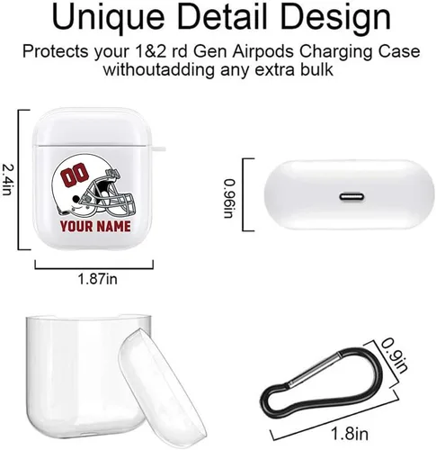 Miniatura 4 de Funda de casco de fútbol con nombre y número para Apple AirPods de 2ª y 1ª generación, regalo personalizado para fanáticos de los deportes de Arizona