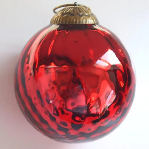 Juego de 4 adornos de vidrio de mercurio rojo (bola antigua en relieve de 3.15 pulgadas) perfectos para árbol de Navidad, decoración colgante de