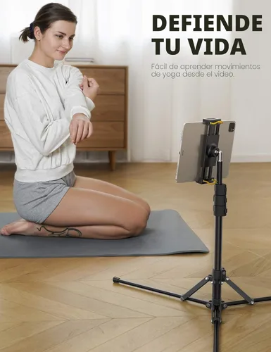 Miniatura 4 de Lamicall Soporte de trípode para tablet de 64.9 pulgadas con altura ajustable para transmisión/visualización con control remoto Bluetooth, para iPad