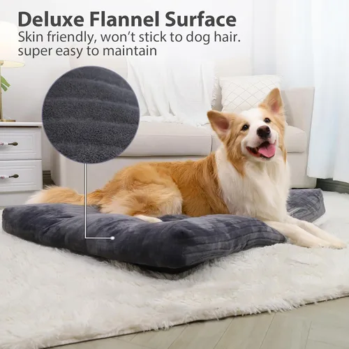 Miniatura 2 de Cama para perros, lavable para perros extragrandes, de franela gruesa, esponjosa, cómoda, antideslizante y antiarañazos, tapete para dormir para Gris