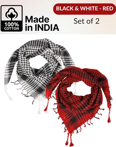 Miniatura 29 de LOVARZI Shemagh Cottons Arab Keffiyeh - Bufanda militar táctica para cabeza y cuello