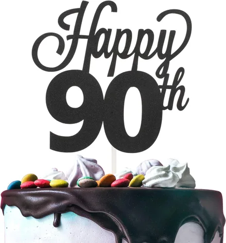 Miniatura 39 de LINGTEER - Decoración para pastel con texto "Happy Birthday 100", color negro